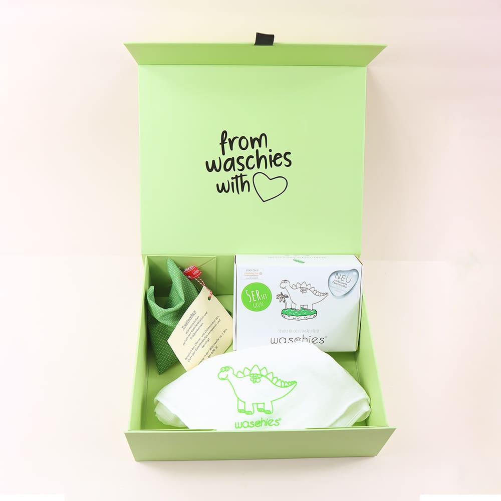 & Kinder-Waschpads 12er-Set grün-weiß waschies Baby Reinigung nur mit Wasser 