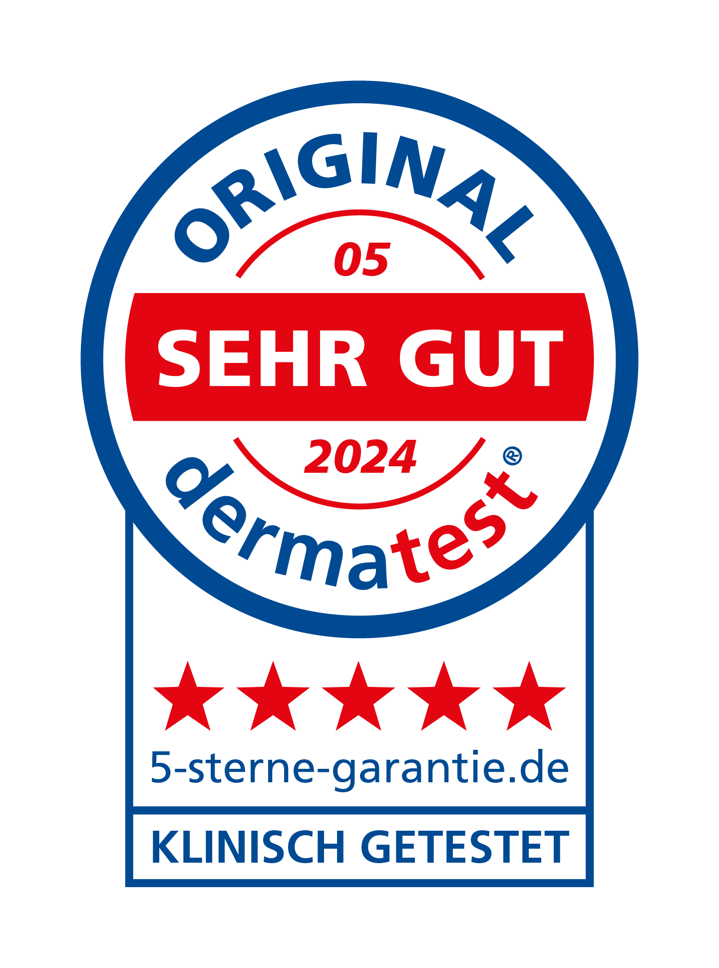 dermatest_Siegel_5Sterne_vertikal_RGB_2024_Mai_DE